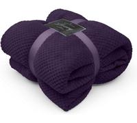 GC GAVENO CAVAILIA Waffle Popcorn Double Throw - Soft Honeycomb Textured Blanket for Sofa and Bed | Lightweight, Fluffy, Easy Care Bedspread | Cosy, Warm Throw for All Seasons, (150x200 cm) Purple