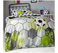 GC GAVENO CAVAILIA Football Duvet Cover Single,Easy Care Polycotton Reversible Quilt Sports Bedding Set, Grey