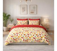 GC GAVENO CAVAILIA Fruit Pattern King Size Duvet Cover Set with Pillowcases | Super Soft, Smooth, Breathable Microfiber Quilt Cover Bed Set - 3 Pc Morden Design Long-Lasting Durable Bedding Set - Multi
