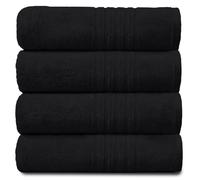 GC GAVENO CAVAILIA Gaveno Cavailia 100% Natural Cotton Thick Absorbent 450 GSM Hampton [Pack of 4-Black, Hand Towel (50x80 Cm)