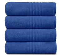 GC GAVENO CAVAILIA Gaveno Cavailia 100% Natural Cotton Thick Absorbent 450 GSM Hampton [Pack of 4-Blue, Hand Towel (50x80 Cm)
