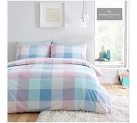 GC GAVENO CAVAILIA Gaveno Cavailia Block Shades Easycare Duvet Cover Quilt Set With Pillow Case, Reversible, Poly Cotton, Cosmic Check Multi, Double Size Bedding, Polycotton