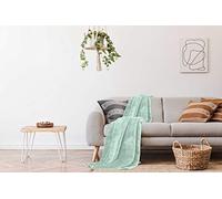 GC GAVENO CAVAILIA Gaveno Cavailia Faux Fur Throw Sofa Bed Mink Blanket, Super Soft Fluffy Easy Care Lightweight Luxury Design, Cosy Warm Settee FleeceThrows [King (200X240 Cm), Mint], Fleece
