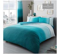 GC GAVENO CAVAILIA Gaveno Cavailia King Duvet Set Urban Ombre Teal, Modern Geometric Bedding, 3 Piece Cotton Blend Dot Reversible Bedlinen, Easy Care DuvetCover Bedset, 1 Quilt Cover + 2 Pillow Cases