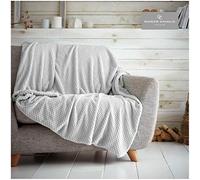 GC GAVENO CAVAILIA Gaveno Cavailia Popcorn Honey Comb Sofa Bed Blanket, Super Soft Fluffy Easy Care Lightweight Luxury Design, Cosy Warm Settee Waffle Double (150x200 Cm), Polyester, Silver-Throw