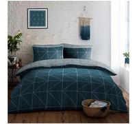 GC GAVENO CAVAILIA Geometric Double Bed Quilt Cover Complete Set 4 Pieces, Reversible Printed Striped Bedding With Matching Pillowcases, 1x Poly Cotton Bed Sheet