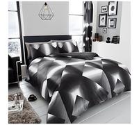 GC GAVENO CAVAILIA Geometric Duvet Cover King, Reversible Triangle Bedding Sets, Polycotton Quilt Covers, Black