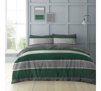 GC GAVENO CAVAILIA Geometric Scale Duvet Cover | Polycotton Green Single Duvet Cover Set 135 X 200 Cm With Pillow Case | Breathable 2Piece Bedding Sets Reversible Geometrical Quilt Cover