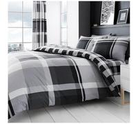 GC GAVENO CAVAILIA Geometric Stripe Check Super Kingsize Duvet Set - Grey | Luxury Soft Breathable Hypoallergenic Reversible Tartan Checkered Plaid Bedding Superking Size Bed Set With Pillowcases
