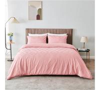 Gc Gaveno Cavailia Geometric Stripe Pattern Microfiber Double Duvet Set, Plain Reversible Embossed 3D Soft Bedding Sets, Pink