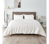 Gc Gaveno Cavailia Geometric Stripe Pattern Microfiber Single Duvet Set, Plain Reversible Embossed 3D Soft Bedding Sets, White