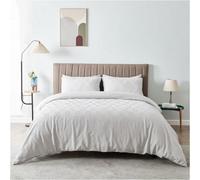 Gc Gaveno Cavailia Geometric Stripe Pattern Microfiber Super King Duvet Set, Plain Reversible Embossed 3D Soft Bedding Sets, Grey