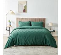 Gc Gaveno Cavailia Geometric Stripe Pattern Microfiber Super King Duvet Set, Plain Reversible Embossed 3D Soft Bedding Sets, Green