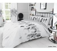 GC GAVENO CAVAILIA Geometrical Duvet Cover, Feather Bedding Set, Reversible Super King Bed Covers, White