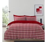 GC GAVENO CAVAILIA Gingham Check Double Duvet Set - Microfiber Red Tartan Check Bedding Double Bed Set With Pillow Cases - Hypoallergenic & Machine Washable Reversible Quilt Covers Bed Set