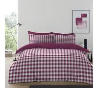 GC GAVENO CAVAILIA Gingham Check Double Duvet Set - Microfiber Tartan Check Bedding Double Bed Set With Pillow Cases - Hypoallergenic & Machine Washable Reversible Quilt Covers Bed Set, Mulberry