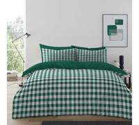 GC GAVENO CAVAILIA Gingham Check Double Duvet Set - Microfiber Tartan Check Bedding Double Bed Set With Pillow Cases - Hypoallergenic & Machine Washable Reversible Quilt Covers Bed Set, Forest
