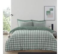 GC GAVENO CAVAILIA Gingham Check Double Duvet Set - Microfiber Tartan Check Bedding Double Bed Set With Pillow Cases - Hypoallergenic & Machine Washable Reversible Quilt Covers Bed Set, Sage Green