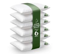 GC GAVENO CAVAILIA Goose Feather Down Pillows - Anti Dust Mite - Hypoallergenic - Neck Support Bed Pillows 6 Pack, White, (48x74 cm)
