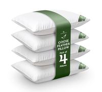 GC GAVENO CAVAILIA Goose Feather Pillows 4 Pack Hotel Quality | Premium Soft Pillows | Feather Pillows | Down Pillows | Hotel Pillows Luxury 4 Pack | Bed Pillows | Firm Pillows | UK Size (48x74cm)