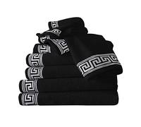 GC GAVENO CAVAILIA Greek Bath Sheet Towel Set - 2 Piece Egyptian Cotton Towels - Quick Dry Large Bath Towel - 500 GSM Towel For Bathroom - Black - 80X140