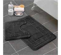GC GAVENO CAVAILIA Bath Mat Set 2 Piece - Non Slip Bathroom Mat - Bath Rug Toilet Mat With Pedestal Set - Machine Washable Floor Mat - Charcoal