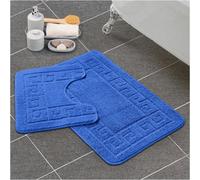 Gc Gaveno Cavailia Grecian Grace 2 Piece Non Slip Bath Mat Set Blue Quick Dry Water Absorbent Bathroom Shower Mat & Pedestal Set