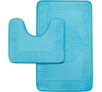 Gc Gaveno Cavailia Greek 2 Piece Bath Mat Aqua Quick Dry Super Water Aborbent Non Slip Toilet Padestal Mat Set