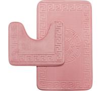 Gc Gaveno Cavailia Greek 2 Piece Bath Mat Blush Pink Quick Dry Super Water Aborbent Non Slip Toilet Padestal Mat Set