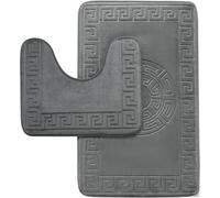 Gc Gaveno Cavailia Greek 2 Piece Bath Mat Grey Quick Dry Super Water Aborbent Non Slip Toilet Padestal Mat Set