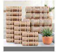 GC GAVENO CAVAILIA Greek 20 Piece Towel Bale Set | Includes 16 Face Towels, 2 Hand Towels & 2 Bath Towels | 100% Cotton Super Absorbent, Quick Dry, Luxury Hotel Collection Towel Set - Natural
