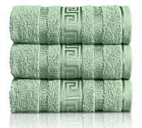 GC GAVENO CAVAILIA Greek Bath Sheet - Pack Of 3 100% Egyptian Cotton Towels Bath Sheets - Extra Large Soft Highly Absorbent Quick Dry Towel (90x150 cm) - 550 GSM Towels For Bathroom - Green