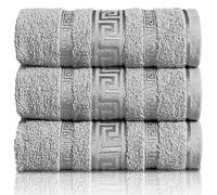 GC GAVENO CAVAILIA Greek Bath Sheet - Pack Of 3 100% Egyptian Cotton Towels Bath Sheets - Extra Large Soft Highly Absorbent Quick Dry Towel (90x150 cm) - 550 GSM Towels For Bathroom - Grey