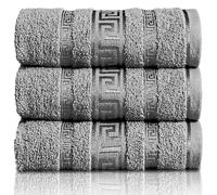 GC GAVENO CAVAILIA Greek Bath Sheet - Pack Of 3 100% Egyptian Cotton Towels Bath Sheets - Extra Large Soft Highly Absorbent Quick Dry Towel (90x150 cm) - 550 GSM Towels For Bathroom - Charcoal