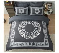 GC GAVENO CAVAILIA Greek King Size Duvet Cover Sets - Microfibre Geometric Bedding Sets with Pillowcases - Durable & Easy Care Quilt Covers - Soft Duvet Comforter Cover, Charcoal