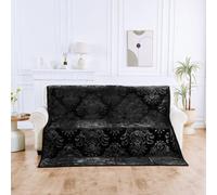 GC GAVENO CAVAILIA Heavy Blanket For Winter 4Kg Sherpa Fleece Black Bed Throw 2 Ply Blankets Deep Sleeping Anxiety Relief Embossed Weighted Throws For Adults (200 x 240 Cm)