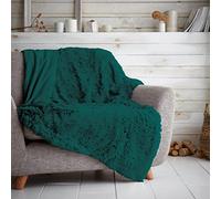 GC GAVENO CAVAILIA HUG & SNUG Sherpa Fleece Blanket Throws For Sofas Large Double Bed, Luxury Warm Fuzzy Faux Fur Fluffy Blanket For Bed Couch & Sofas Settee, 150 x 200 Cm, Green