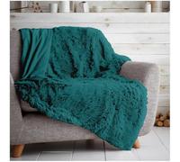 GC GAVENO CAVAILIA HUG & SNUG Sherpa Fleece Blanket Throws For Sofas Large Double Bed, Luxury Warm Fuzzy Faux Fur Fluffy Blanket For Bed Couch & Sofas Settee, 150 x 200 Cm, Teal