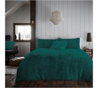 Gc Gaveno Cavailia Hug & Snug Teddy Fleece Double Green Duvet Cover With Matching Pillowcase Warm Fluffy Soft & Cosy Bedding Set