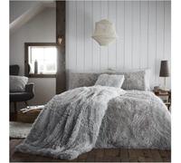 Gc Gaveno Cavailia Hug & Snug Teddy Fleece King Grey Duvet Cover With Matching Pillowcase Warm Fluffy Soft & Cosy Bedding Set