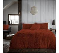 Gc Gaveno Cavailia Hug & Snug Teddy Fleece Single Rust Duvet Cover With Matching Pillowcase Warm Fluffy Soft & Cosy Bedding Set
