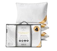 GC GAVENO CAVAILIA Hungarian Goose Down Pillow | Hypoallergenic Medium Neck Support Firm Pillow for Front & Back Side Sleeping With 100% Cotton Cover Bed | Pack of 4, 48x74 Cm