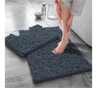 Gc Gaveno Cavailia Infinity Loop Extra Large 2 Piece Bath Mat Set Dark Grey Super Absorbent Non Slip Shower Mat