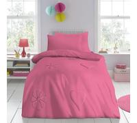 GC GAVENO CAVAILIA Kids Coverless Duvet Single - 100% Polyester Down Alternative Comforter Flower Stitching - 10.5 Tog Coverless Quilt With Pillowcase - Soft, Warm Bedding - (137x200cm), Pink