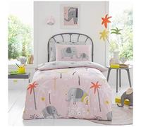 GC GAVENO CAVAILIA Kids Printed Duvet Cover & Sheet Set, Easy Care Polycotton Children Bedding, Single, Elephant Friends,668886