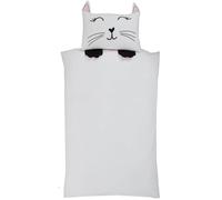 GC GAVENO CAVAILIA Kids Single Duvet Cover Cat Bedding, 100% Polycotton Breathable Toddler Bedding Set, Animal Shaped Girls Single Duvet Cover Set (Cat Shaped)