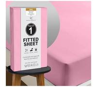 GC GAVENO CAVAILIA King Fitted Sheet, 25 CM Deep Pocket - Blush Pink | Deluxe, Breathable Lightweight, 25 cm, Non Iron Extra Deep Elasticated Corner Polycotton Bottom Sheet - (152cm X 203cm)