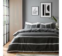 GC GAVENO CAVAILIA King Size Duvet Cover Sets 3 Piece | Polycotton Bedding Quilt Covers with Pillowcases | Reversible King Size Bedding (230x220 cm) | Geometric Bed Covers | Black/Charcoal
