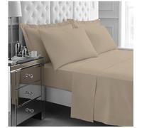 GC GAVENO CAVAILIA Kingsize Bed Sheet Set 4Pieces - 1x Fitted Sheet, 1x Flat Sheet & 2x Pillowcases 50x75 - Lightweight & Easy Care - Fitted Sheet Set Supersoft Polyester Bedding - Natural