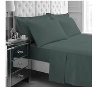 GC GAVENO CAVAILIA Kingsize Bed Sheet Set 4Pieces - 1x Fitted Sheet, 1x Flat Sheet & 2x Pillowcases 50x75 - Lightweight & Easy Care - Fitted Sheet Set Supersoft Polyester Bedding - Dark Green